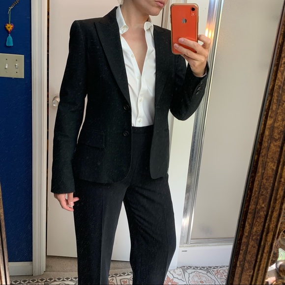 NEW Theory Black Blazer 6 Textured Cotton Wool - Picture 6 of 15